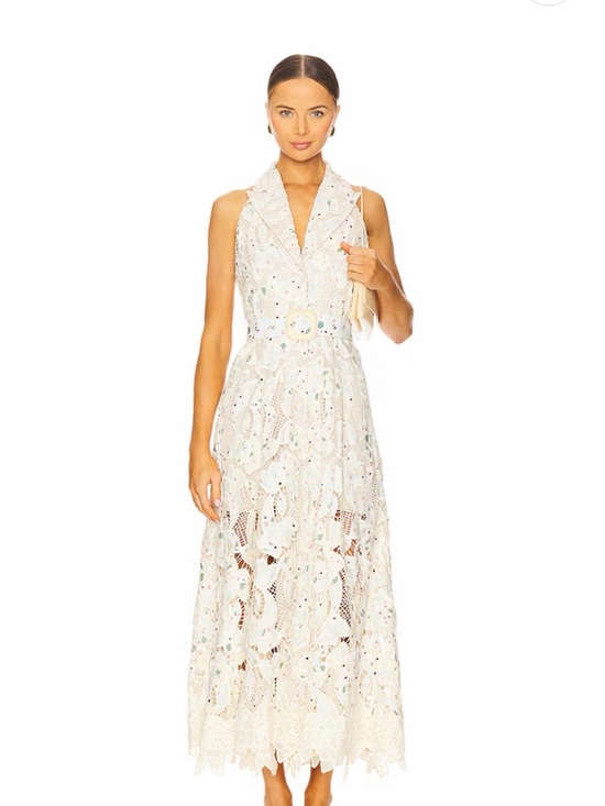 REVOLVE Dresses & Skirts - ELLIATT Kyla Maxi Dress Size L Multi Floral Lace Pearl Belt Wedding Guest